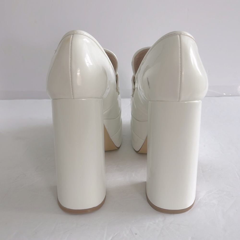 Shoe Dazzle Women’s Margaux White Platform Loafer Chunky Heel Shoes Size 8 New - Picture 11 of 14